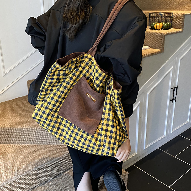 韩系ins潮流休闲帆布包2025新款潮流时尚托特包学院风双面单肩包,箱包皮具/热销女包/男包,托特包,淘宝优惠券,粉丝福利购,淘宝优惠卷