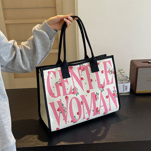 字母轻便通勤托特包妈咪单肩大包