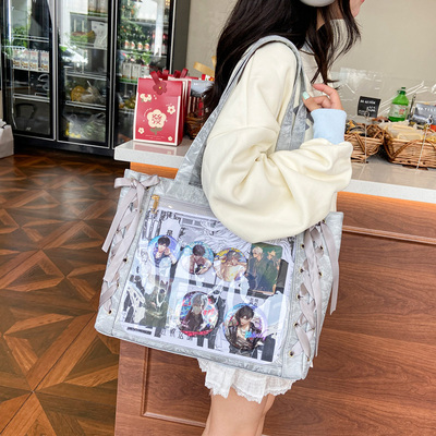 丝带jk甜美少女二次元透明单肩包