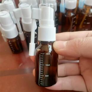 茶色带刻度玻璃精油喷雾瓶 摇杆象鼻喷雾器 鼻喷瓶喉咙嘴巴喷雾器