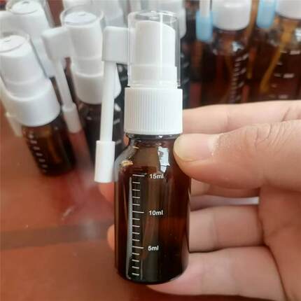 茶色带刻度玻璃精油喷雾瓶 摇杆象鼻喷雾器 鼻喷瓶喉咙嘴巴喷雾器