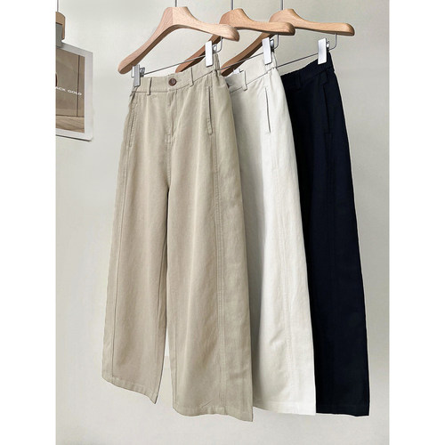 莱赛尔天丝棉垂感宽松显瘦高腰休闲裤女春秋款百搭显瘦阔腿九分裤