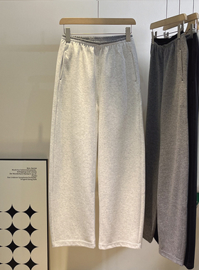 PP家 春季窄边撞色松紧腰休闲裤女新款简约高腰香蕉弯刀休闲裤裤