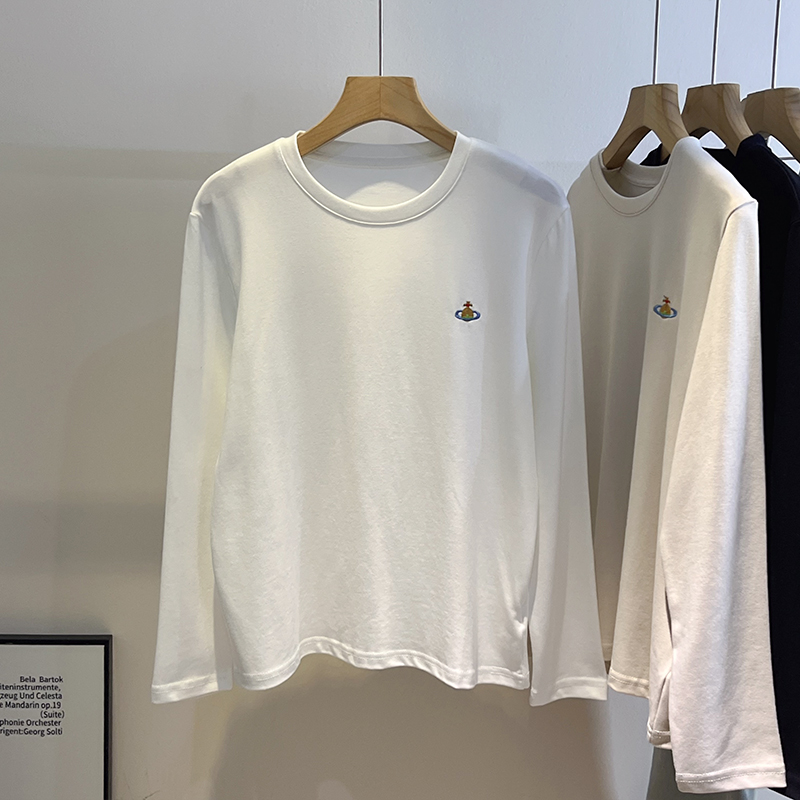 韩版百搭星球刺绣长袖T恤打底衫