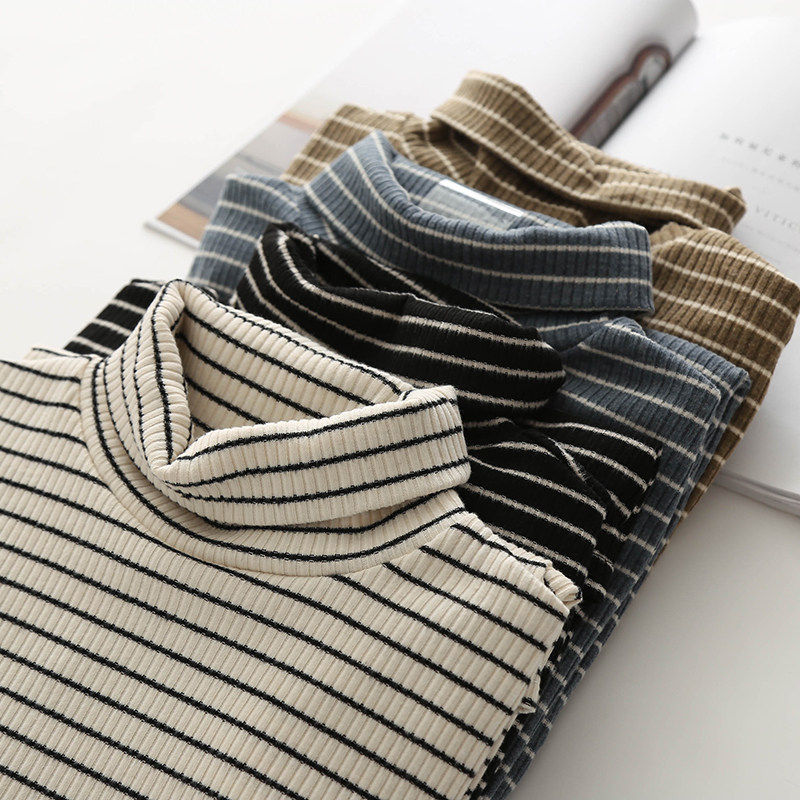 特价/高领打底衫女秋新款条纹堆堆领针织衫百搭修身上衣长袖T恤,女装/女士精品,T恤,淘宝优惠券,粉丝福利购,淘宝优惠卷