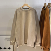 磨毛 上衣 打底衫 简约基础款 下摆开叉卫衣女秋冬内搭纯色保暖长袖