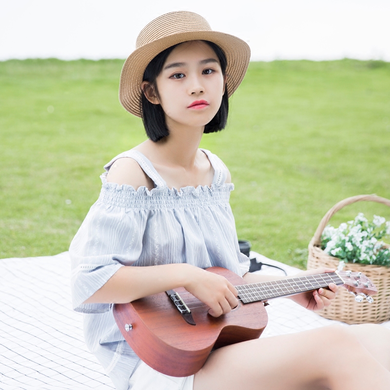 2018新款一字领露肩软妹短袖夏上衣小清新棉麻宽松条纹t恤女学生