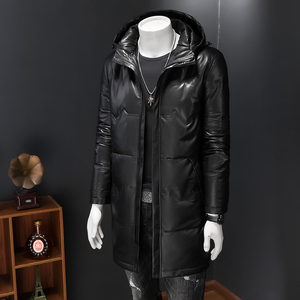 森林猎人冬装鹅绒90%长款羽绒服男真皮衣连帽定制款8926p1550图片