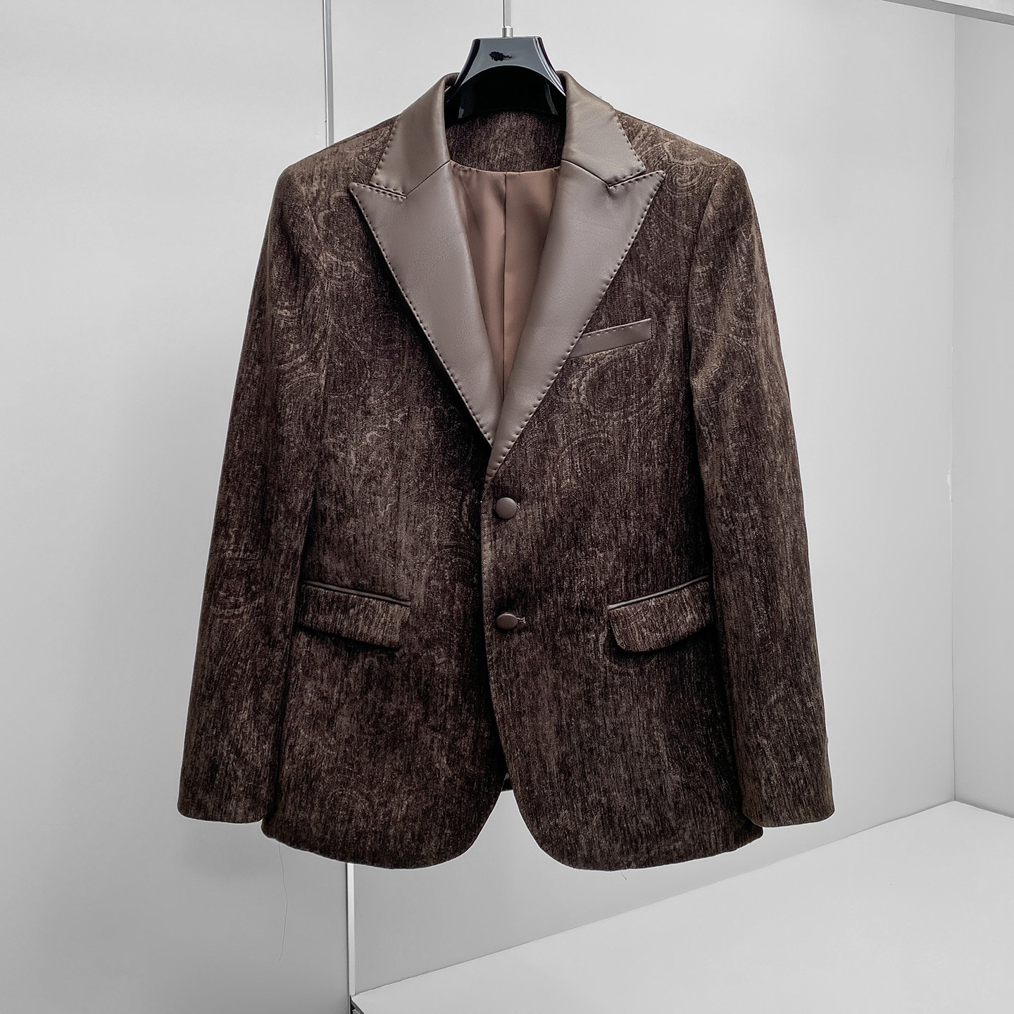 2026新款春秋季小西装拼皮料男韩版四季便西装潮流26708p185，男装西服，电商D222