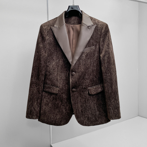 2026新款春秋季小西装拼皮料男韩版四季便西装潮流26708p185，男装西服，电商D222