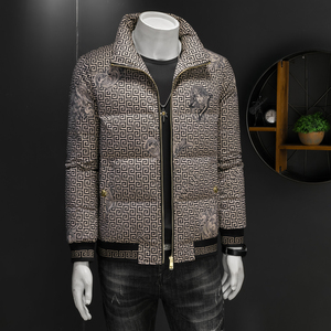 2025男装厚羽绒服冬装90%羽绒外套立领印花羽绒服2515p270图片
