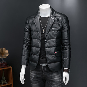 2025皮衣西装90白鸭绒羽绒服冬装加厚男装羽绒外套6606p285图片