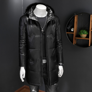 森林猎人冬装鹅绒90%长款羽绒服男真皮衣连帽定制款8926p1550图片