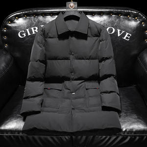 2022新款白鸭绒羽绒服冬装长款男翻领羽绒外套8701p325图片