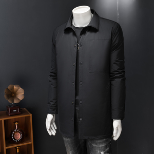 森林猎人2025中长款羽绒服男90%白鸭绒冬装翻领外套9802p285图片