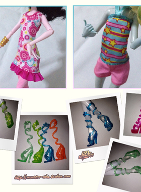 玩具娃娃winx鞋子 衣服 怪物高中可穿 第5弹 糖果色