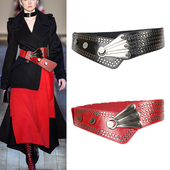 高级感宽腰带女铆钉装 饰时尚 配裙子松紧黑色腰封女士大衣收腰外搭