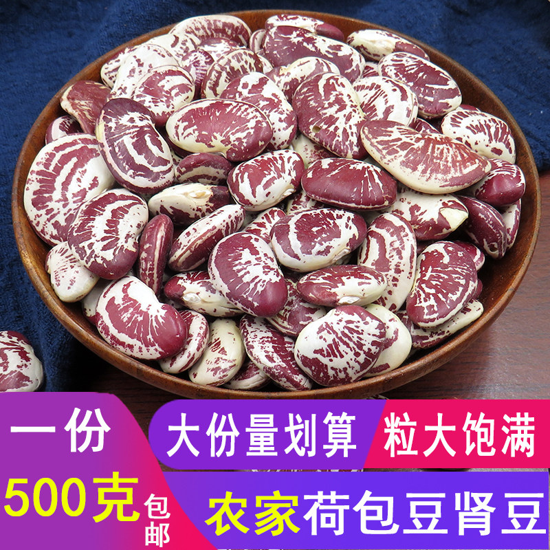 农家自种荷包豆状元豆大肾豆500g豆类杂粮花芸豆花豆非斑马豆包邮