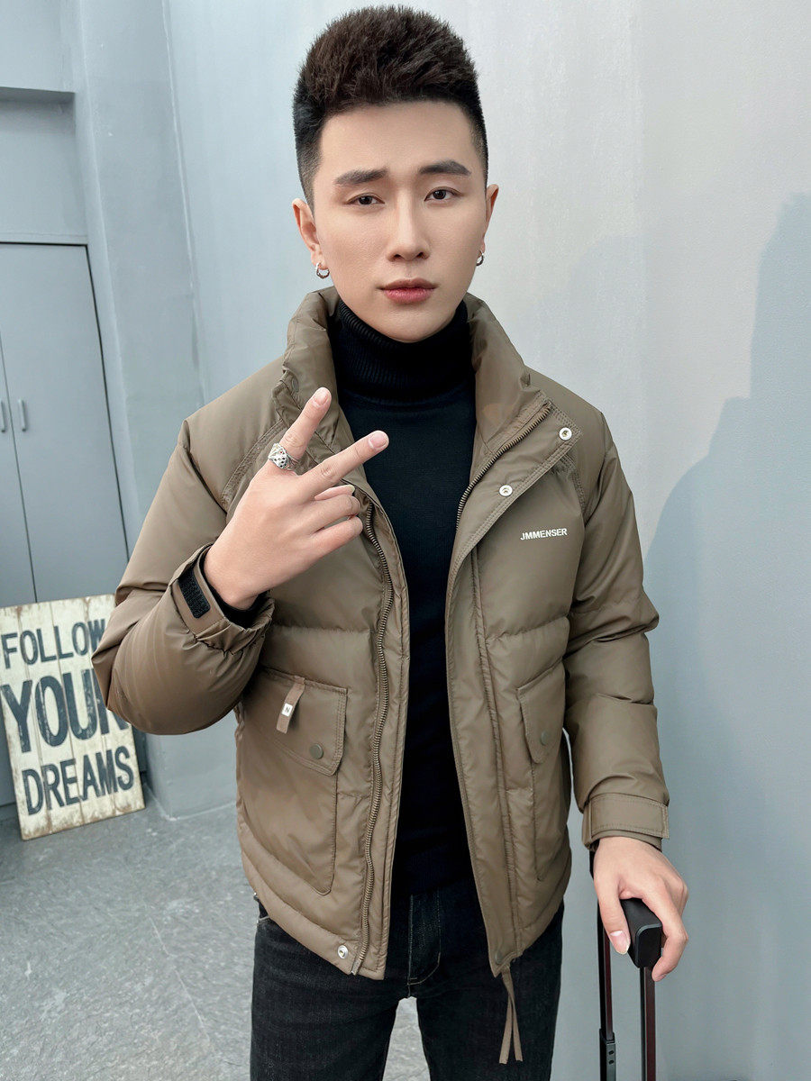 三防爆款羽绒服高级感男装潮牌修身青年立领上衣免洗防风短款外套