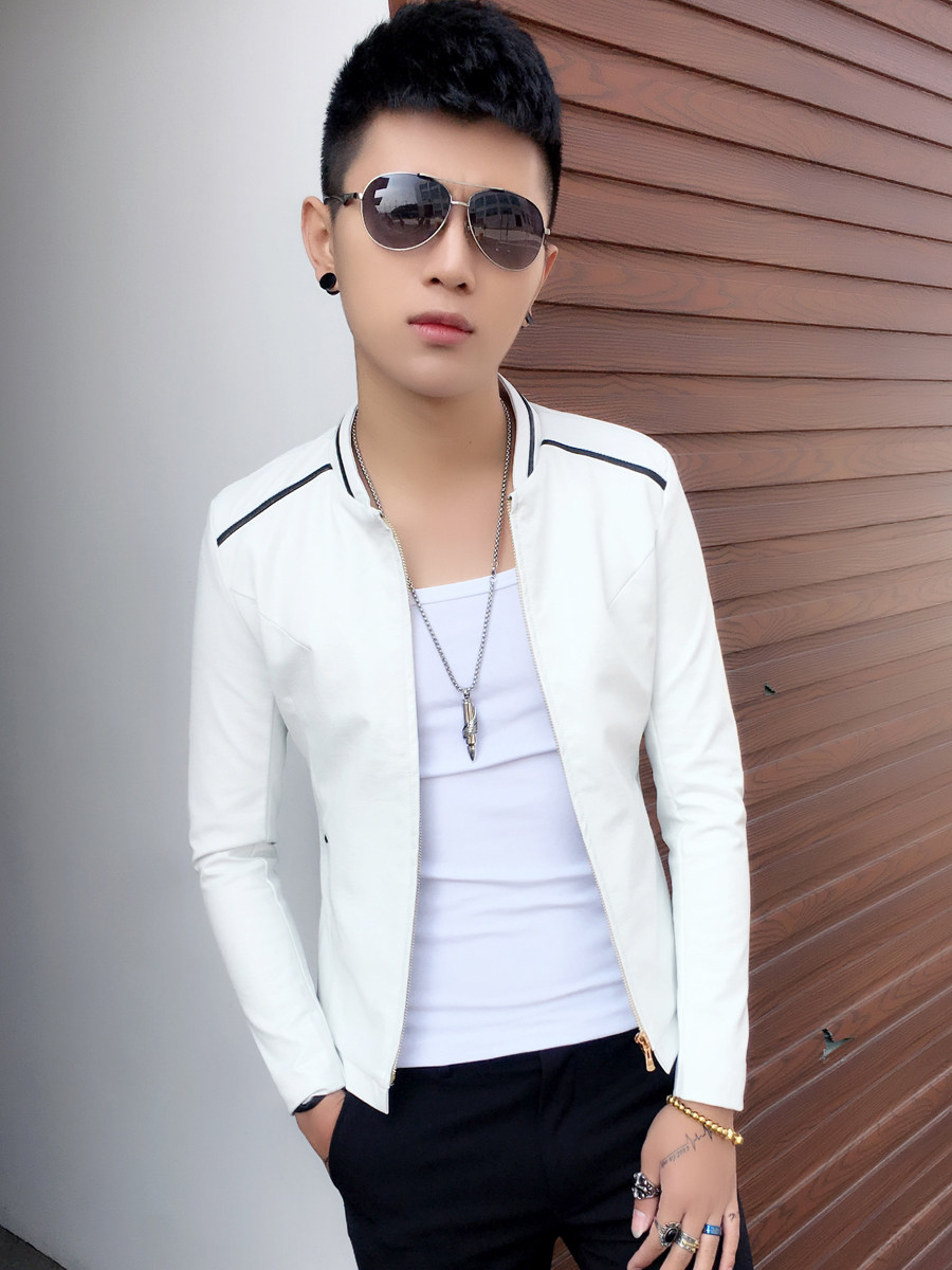 小个子皮衣男春季薄款韩版修身潮男士皮夹克外套短款精神小伙上衣