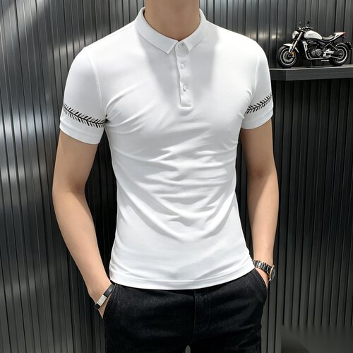 老钱风刺绣修身男士短袖POLO衫