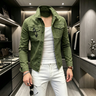 秋季修身牛仔外套男休闲柔软显瘦不臃肿潮流青年外穿小个子夹克