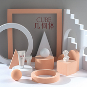 网红立方体拍照摄影道具立体楼梯圆柱形饰品摆件摆拍摄装 饰背景布