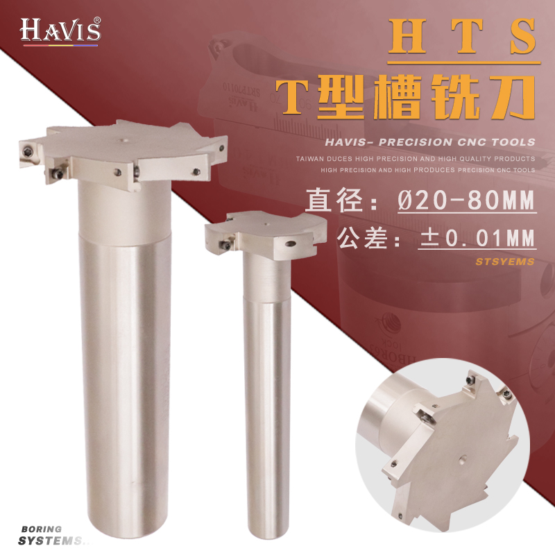 HAVIS HTS直柄T型槽铣刀杆CNC加工中心数控铣刀杆三面刃T型槽刀把