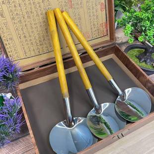 不锈钢木柄防烫锅铲湘西苗家土家手柄圆口不粘锅家用炒菜铲子 老式