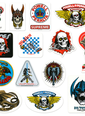 POWELL BONES MINILOGO REDS滑板防水贴纸骷颅骨oldschool丝印