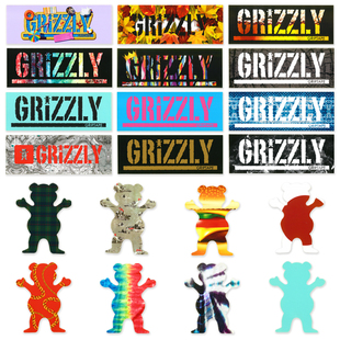 GRIZZLY贴纸小熊滑板品牌潮流防水丝印美式字体skatesk8