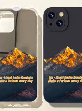 日照金山黄金万两镜面手机壳适用苹果1615promax日进斗金一加ACE3华为P50Mate60荣耀90OPPOReno12小米VIVOX80