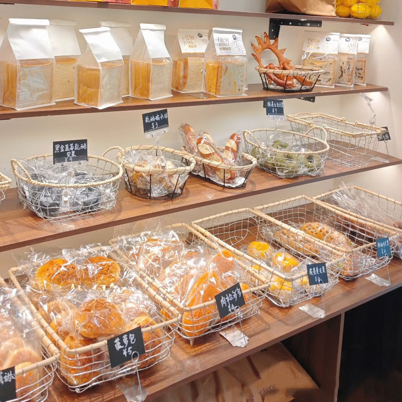 北欧风铁艺面包篮手工编织圆形收纳篮桌面零食金属网格铁丝手提篮