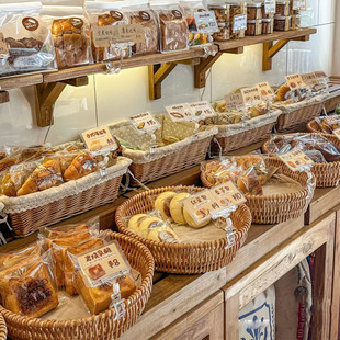 藤编收纳筐天然柳条手工编织篮超市水果展示框馒头面包零食篮定制