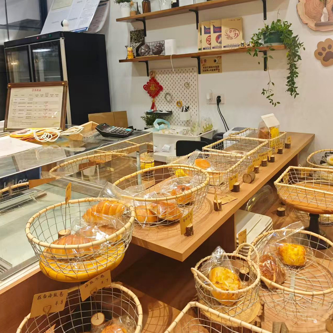 北欧风圆形铁艺面包篮零食点心篮