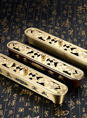 定香真戒铜卧香炉家用室内复古西藏式线卧式香薰盒金色香熏炉摆件