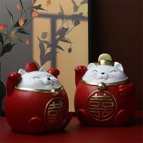 喜庆招财猫存钱罐摆件客厅装饰品闺蜜订婚新婚结婚礼物送新娘姐妹