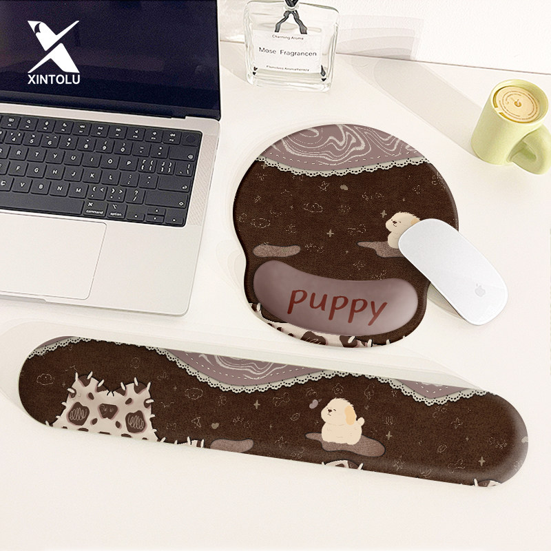 美拉德可爱小狗护腕鼠标垫高颜值