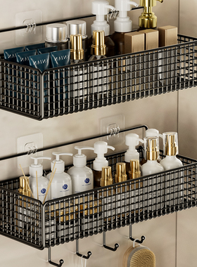 卫生间置物架浴室厕所洗手间收纳架子挂墙上洗漱台免打孔壁挂式