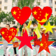 中国心手拿舞蹈道具花创意演出大合唱红歌爱心运动会开幕式 入场式