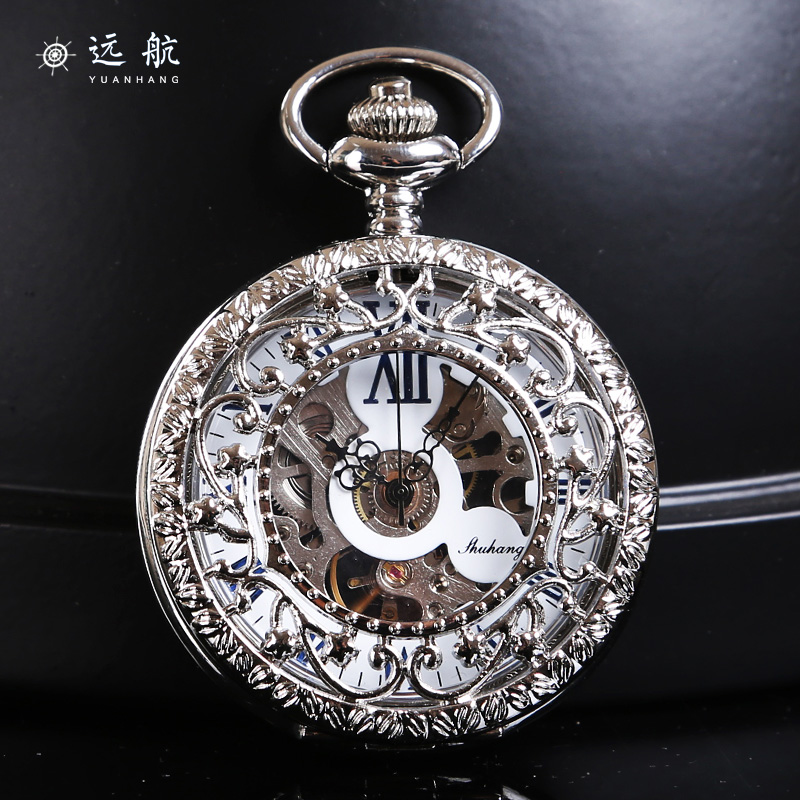 High end machinery fully automatic mechanical watch pocket watch retro flip mens and womens authentic fashion nostalgic carved Necklace Pocket Watch