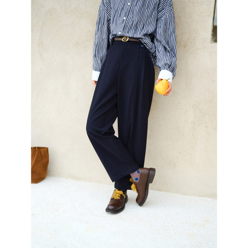 显瘦梨形推荐通勤半松紧腰长裤