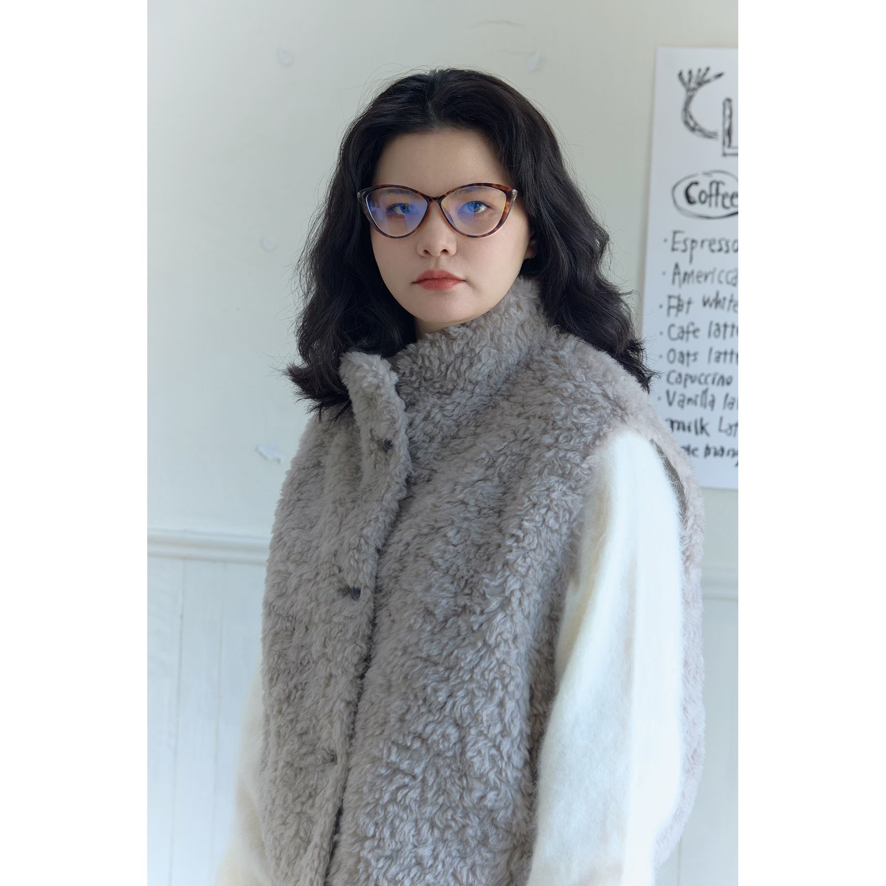 羊毛皮毛一体立领毛绒绒保暖马甲