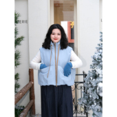 减龄通勤 撞色立领大口袋背心马甲 冬季 自然而蓝｜羊毛内里 新品