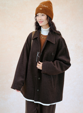 自然而蓝 | 羊毛 书写 一封手写信 咖色设计感呢外套  25冬季新品