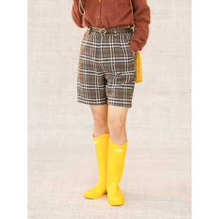 自然而蓝 | 文艺复古格纹毛呢休闲短裤 原创自制 清仓特惠