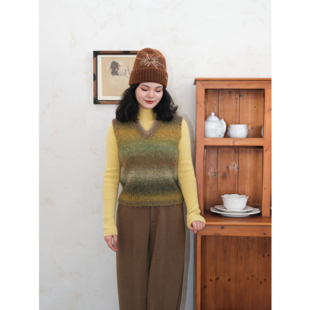 针织马甲 通勤黄绿渐变 原创自制 好好看 自然而蓝｜一幅油画