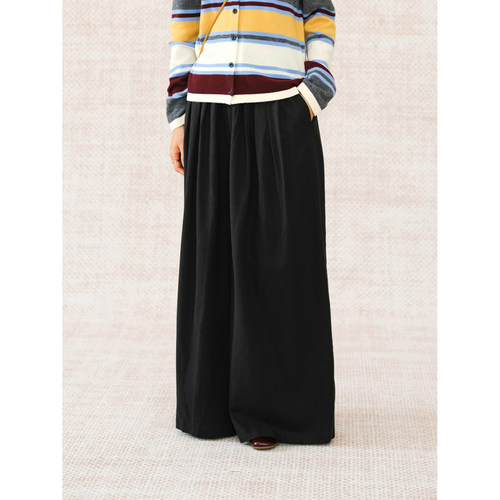 自然而蓝丨走路带风的秋日 两色半松紧腰阔腿裙裤 24秋季新品