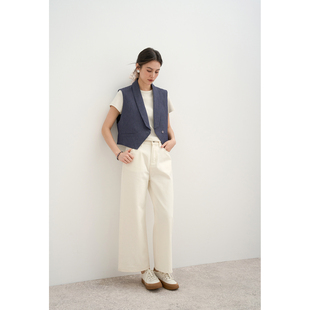 自然而蓝丨米白色阔腿赤耳牛仔裤   26春季新品