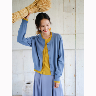 原创自制 针织开衫 自然而蓝｜天空与麦田 超显瘦适假两件